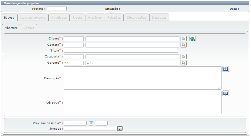 Projetos para o atendente 01