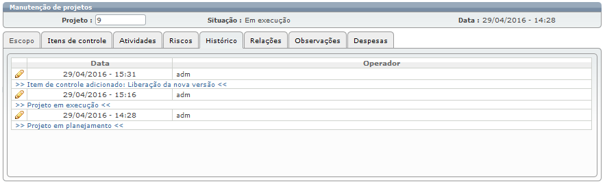 Projetos para o atendente 12