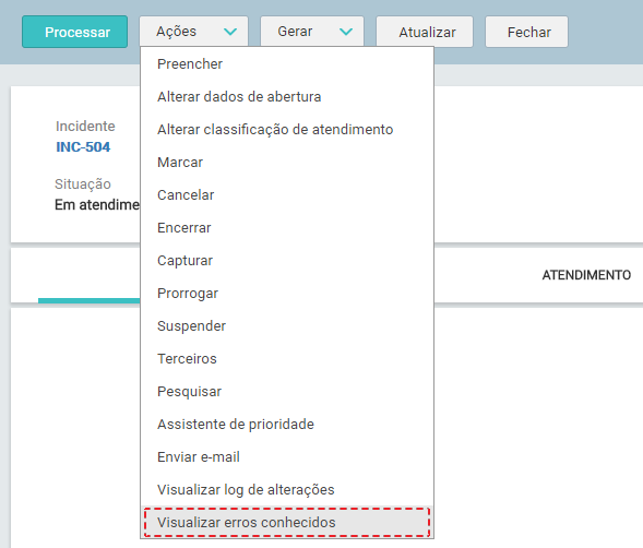 06. Tela_MENU_AÇÕES_ VISUALIZAR ERROS CONHECIDOS_Novo Incidente_FIG00013