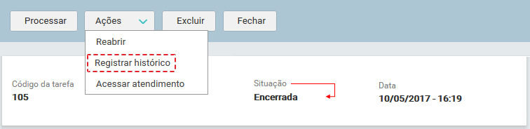 09. Tela_MENU_AÇÕES_ Encerrada_Registrar historico_FIG001
