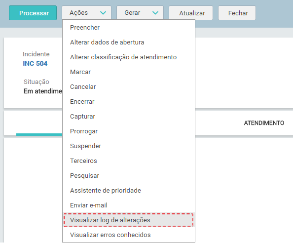 06. Tela_MENU_AÇÕES_ VISUALIZAR LOG DE ALTERAÇÕES_Novo Incidente_FIG00012